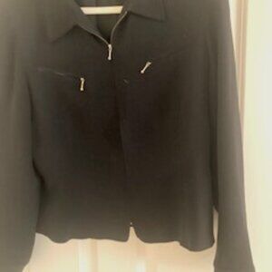 FY2  Women's Black Light weight Jacket Size L Zipper front closure waist size